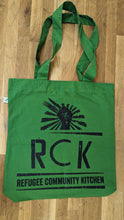 Load image into Gallery viewer, Refugee Community Kitchen Organic Tote Bag -Natural, White ,Green, Red , Blue &amp; Black
