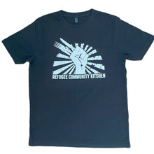 Load image into Gallery viewer, Refugee Community Kitchen Logo 100% organic cotton T-Shirt -New colour combinations!