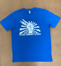 Load image into Gallery viewer, Refugee Community Kitchen Logo 100% organic cotton T-Shirt -New colour combinations!