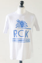 Load image into Gallery viewer, Refugee Community Kitchen Logo 100% organic cotton T-Shirt -New colour combinations!