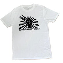 Load image into Gallery viewer, Refugee Community Kitchen Logo 100% organic cotton T-Shirt -New colour combinations!