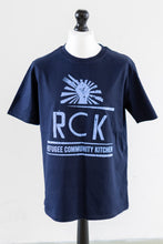 Load image into Gallery viewer, Refugee Community Kitchen Logo 100% organic cotton T-Shirt -New colour combinations!
