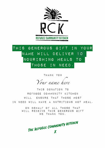 Refugee Community Kitchen Gift Certificate - Give The Gift of Giving