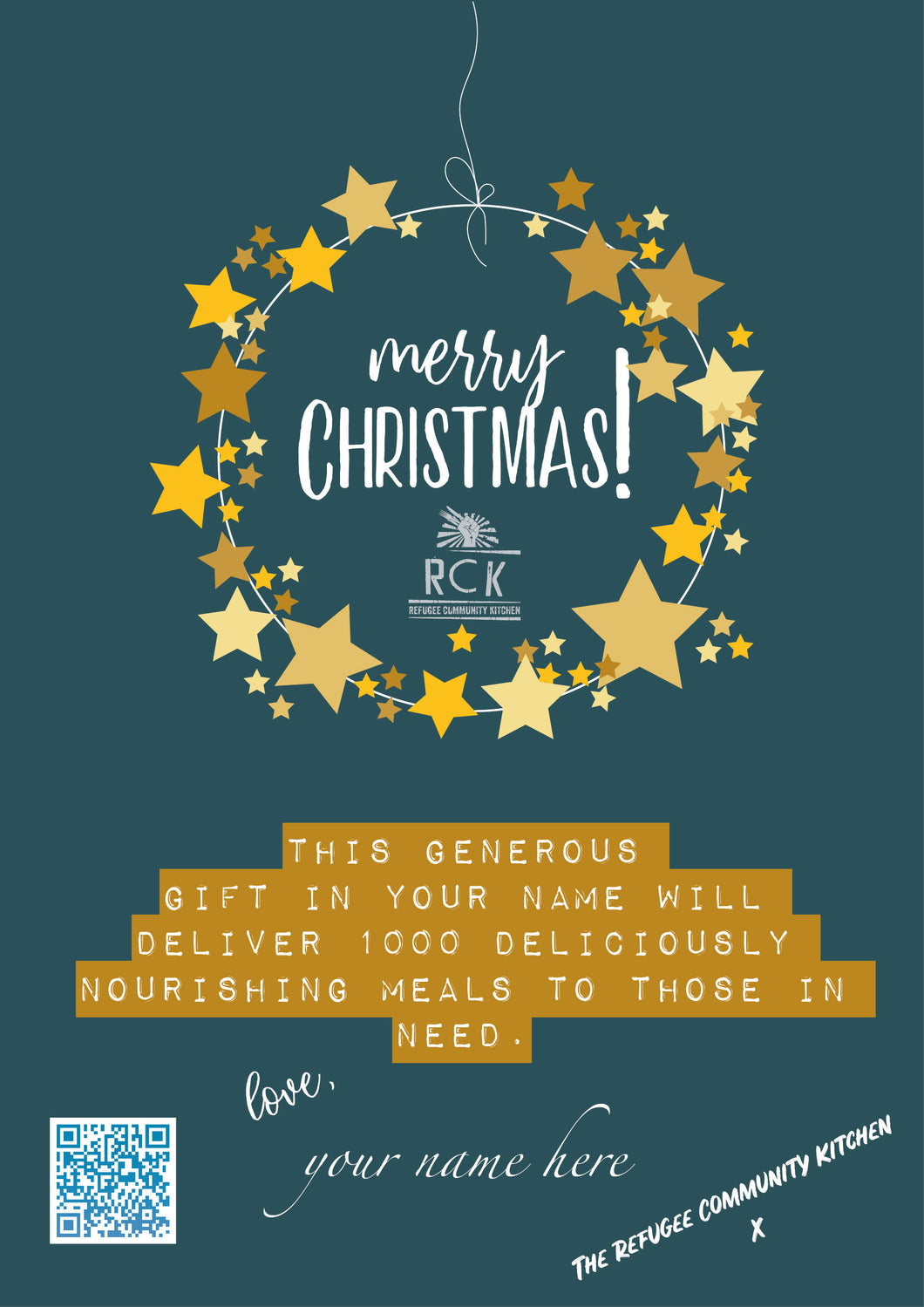 Refugee Community Kitchen Xmas Gift Certificate - Give The Gift of Giving